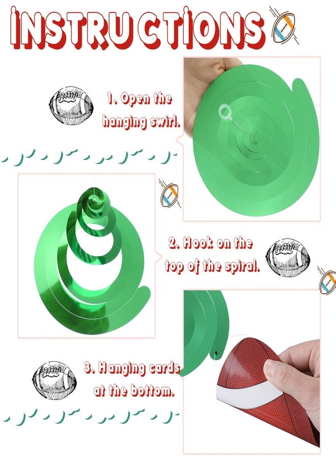 نيزيو مجموعة نيزيو المكونة من 30 مجموعة من زينة الحفلات المعلقة على شكل دوامات كرة القدم، زينة عيد ميلاد 2025، شرائط زينة ليوم المباراة، لافتة لتزيين الحفلات الداخلية والخارجية. - Image 3